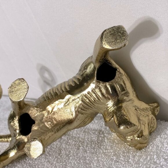 Vintage Gold Tone Jaguar Tiger Statue Figure Sculpture Cat Kitty Decor Art - Picture 12 of 14